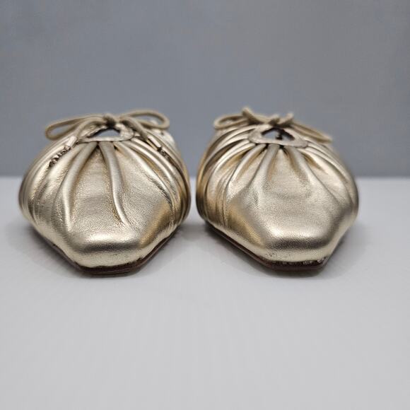 NEW Sam Edelman Julia Mule Womens 9.5 Gathered Gold Leaf Leather Flat Slip On - Picture 6 of 15